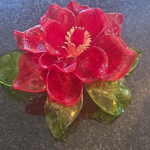 Vintage MCM Red and Green Acrylic Flower Sculpture